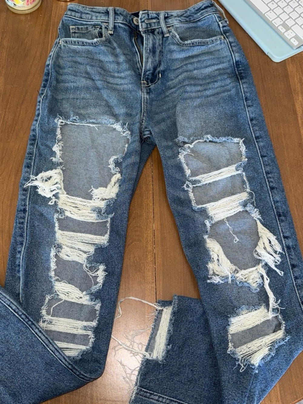 Hollister Blue Distressed Relaxed Jeans